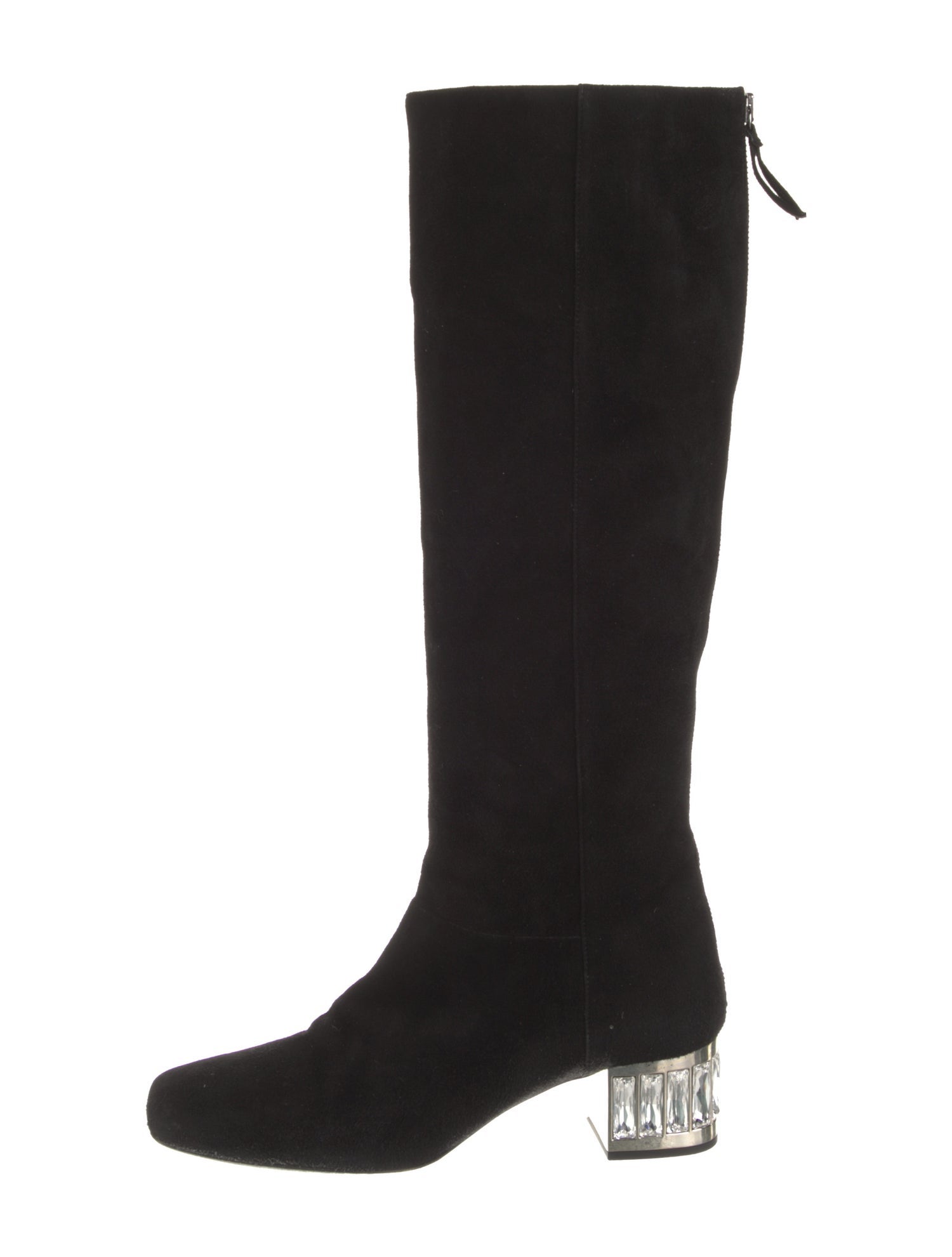 Miu Miu Suede Crystal Embellishments Riding Boots