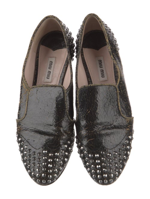 Miu Miu Leather Studded Accents Loafers