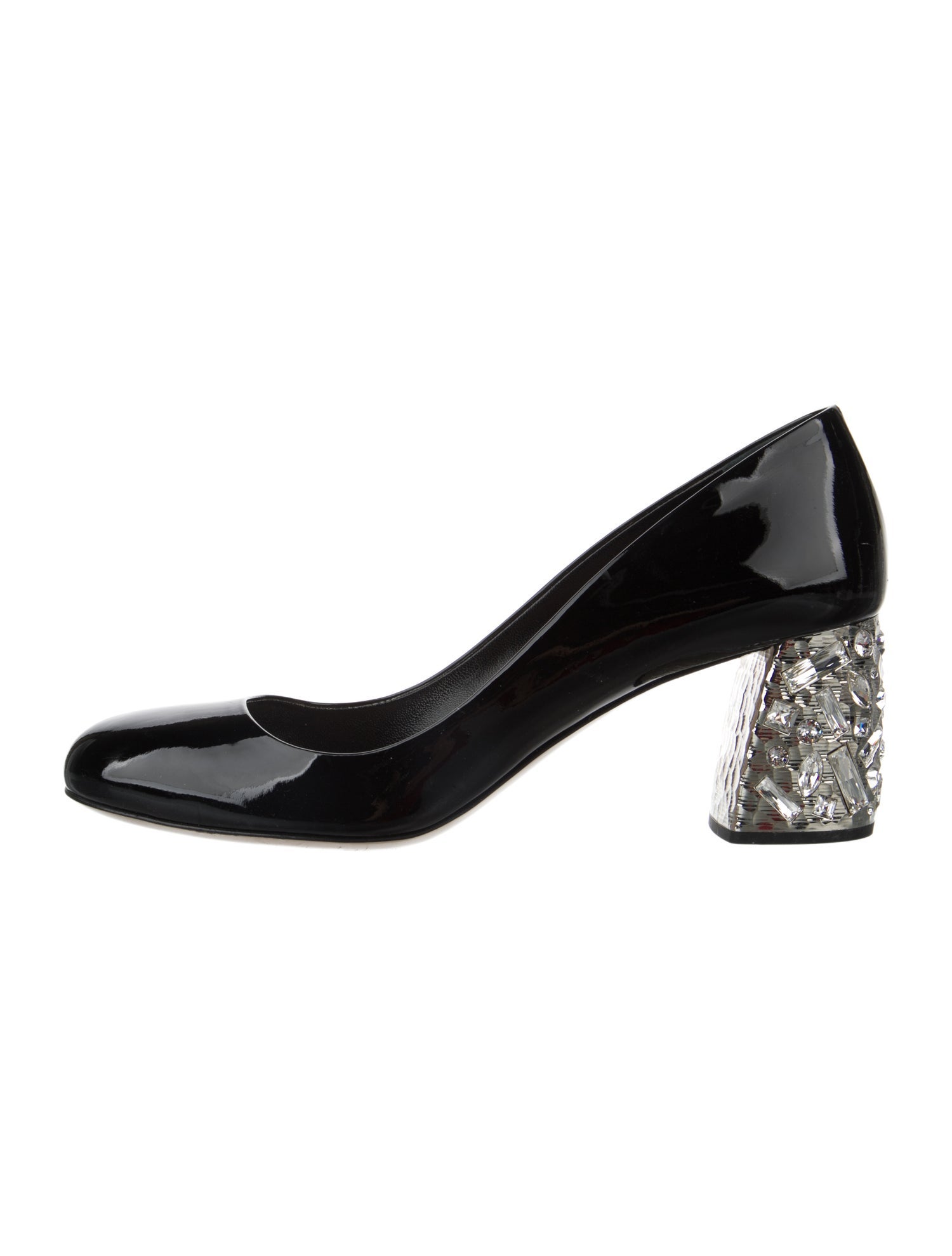 Miu Miu Patent Leather Crystal Embellishments Pumps