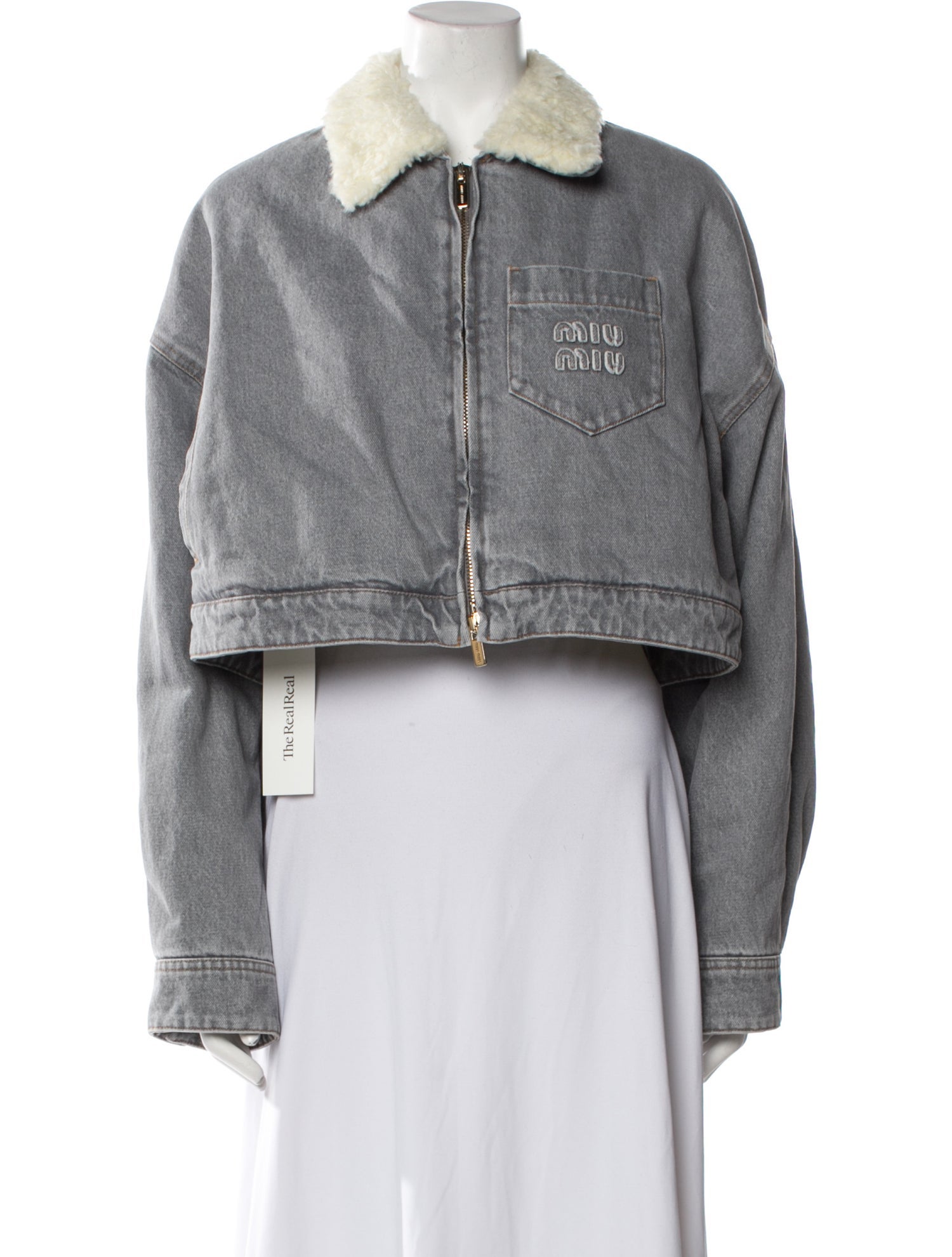Miu Miu 2023 Colorblock Pattern Denim Jacket w/ Tags