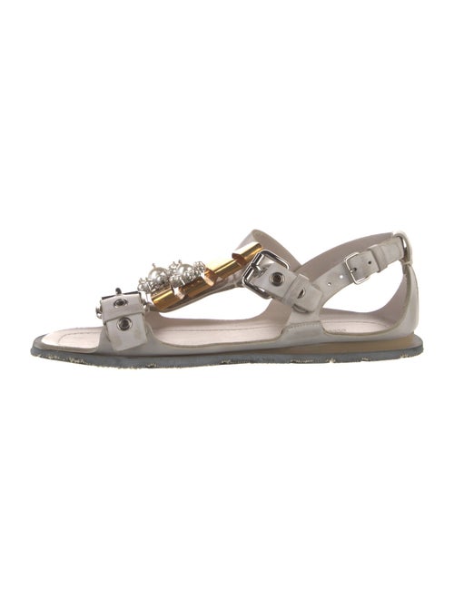 Miu Miu Leather Crystal Embellishments Gladiator Sandals