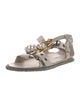 Miu Miu Leather Crystal Embellishments Gladiator Sandals