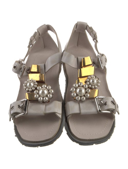 Miu Miu Leather Crystal Embellishments Gladiator Sandals