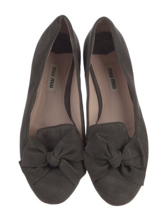 Miu Miu Suede Bow Accents Loafers
