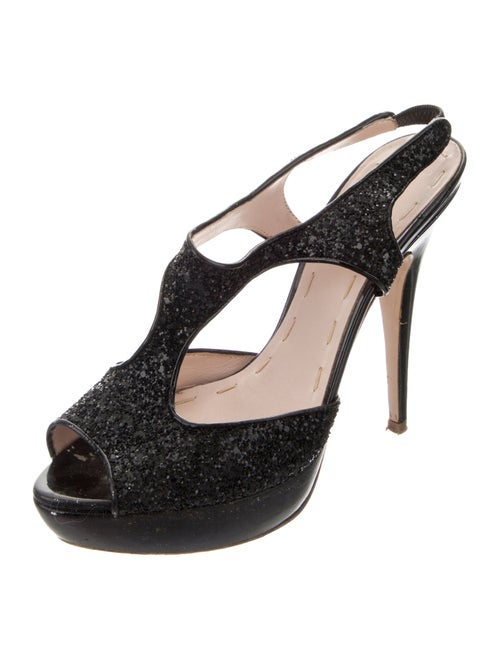 Miu Miu Glitter Glitter Accents T-Strap Pumps
