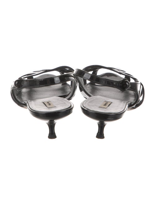 Miu Miu Patent Leather Cutout Accent Slingback Sandals