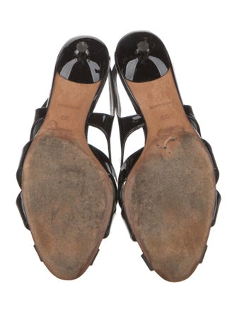 Miu Miu Patent Leather Cutout Accent Slingback Sandals