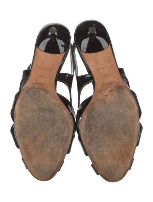 Miu Miu Patent Leather Cutout Accent Slingback Sandals