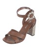 Miu Miu Leather Glitter Accents Sandals