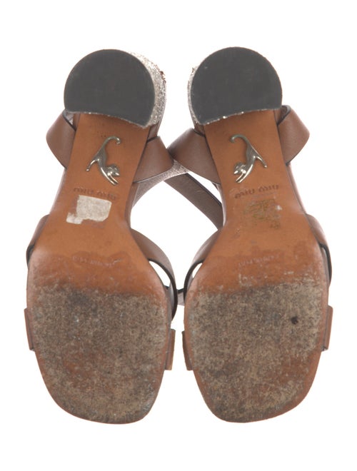 Miu Miu Leather Glitter Accents Sandals
