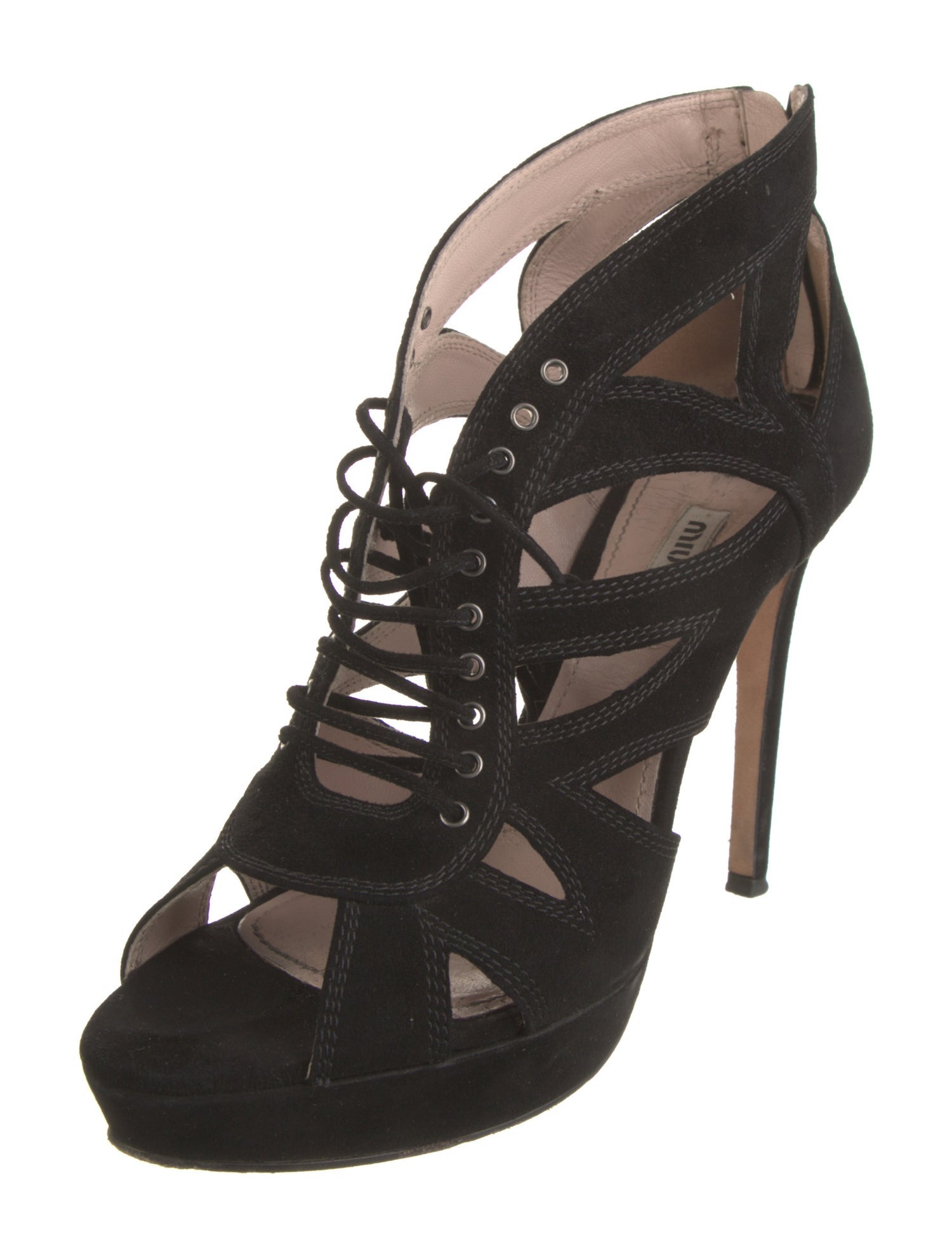 Miu Miu Suede Cutout Accent Pumps