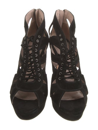 Miu Miu Suede Cutout Accent Pumps