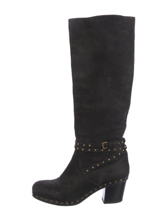 Miu Miu Leather Studded Accents Riding Boots