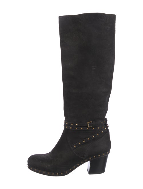 Miu Miu Leather Studded Accents Riding Boots