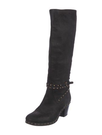 Miu Miu Leather Studded Accents Riding Boots