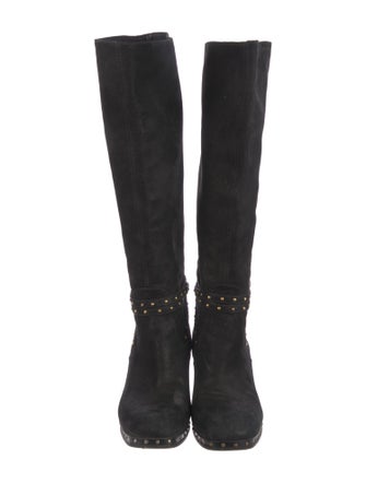 Miu Miu Leather Studded Accents Riding Boots