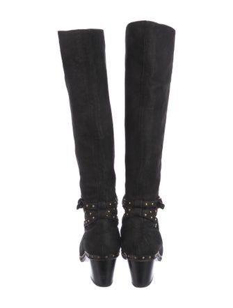 Miu Miu Leather Studded Accents Riding Boots