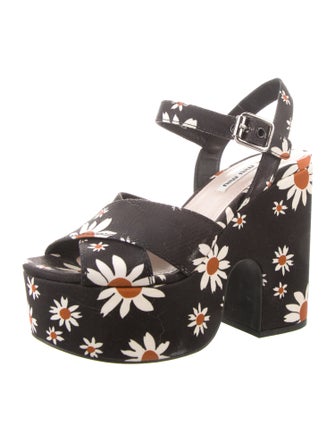 Miu Miu Canvas Floral Print Slingback Sandals