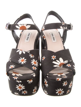 Miu Miu Canvas Floral Print Slingback Sandals