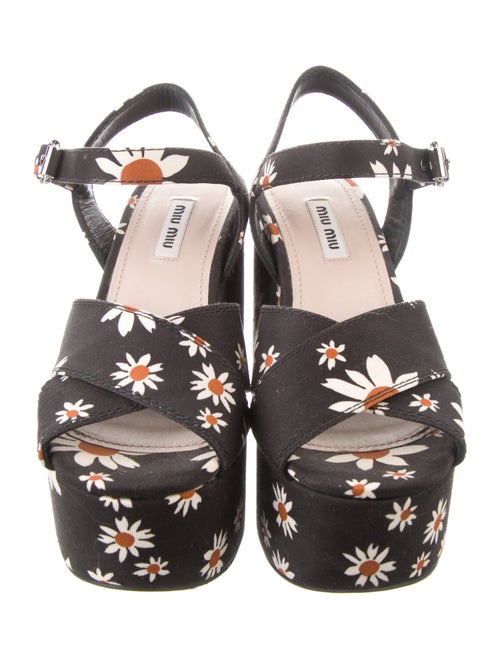 Miu Miu Canvas Floral Print Slingback Sandals