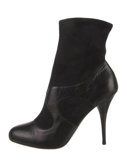 Miu Miu Leather Embroidered Accent Sock Boots