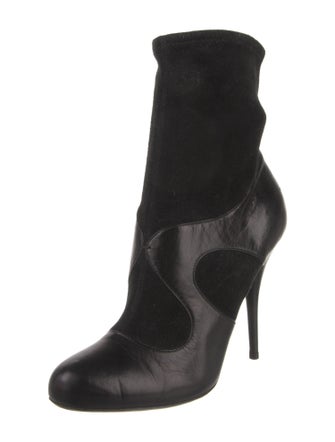 Miu Miu Leather Embroidered Accent Sock Boots