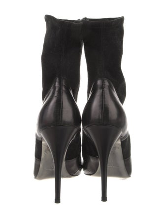 Miu Miu Leather Embroidered Accent Sock Boots