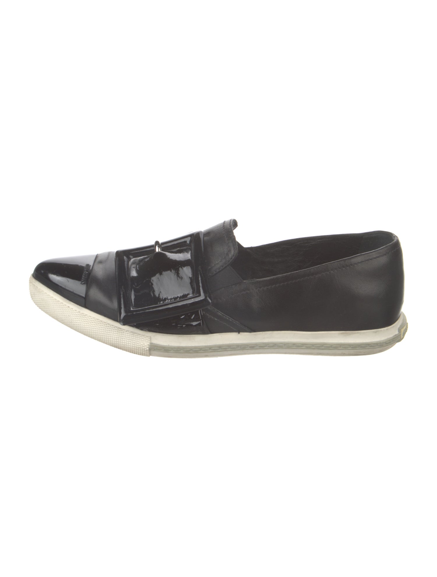 Miu Miu Leather Crystal Embellishments Loafers