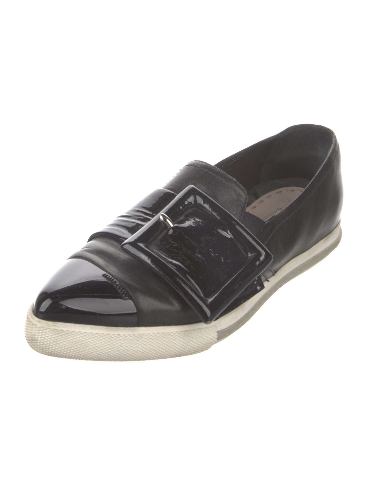 Miu Miu Leather Crystal Embellishments Loafers
