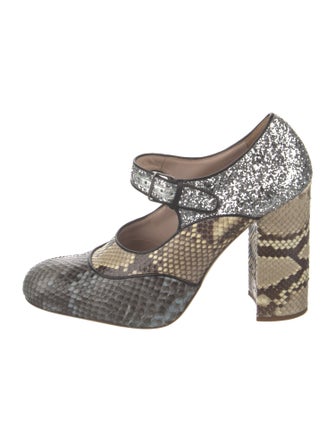 Miu Miu Snakeskin Printed Pumps
