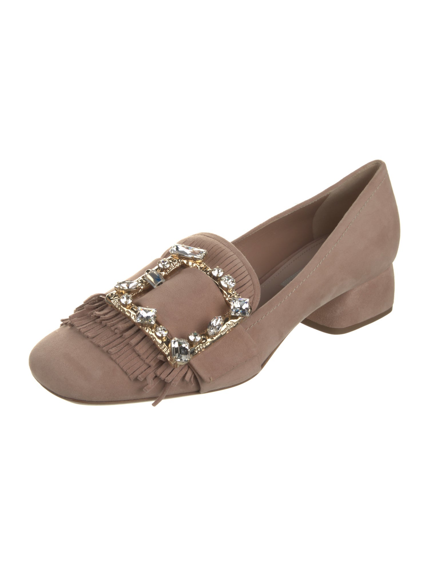 Miu Miu Suede Crystal Embellishments Pumps