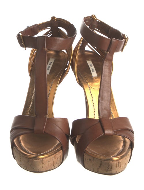 Miu Miu Leather T-Strap Sandals
