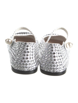 Miu Miu Faux Pearl Accents Crystal Mary Jane Flats