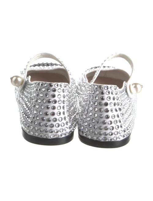 Miu Miu Faux Pearl Accents Crystal Mary Jane Flats