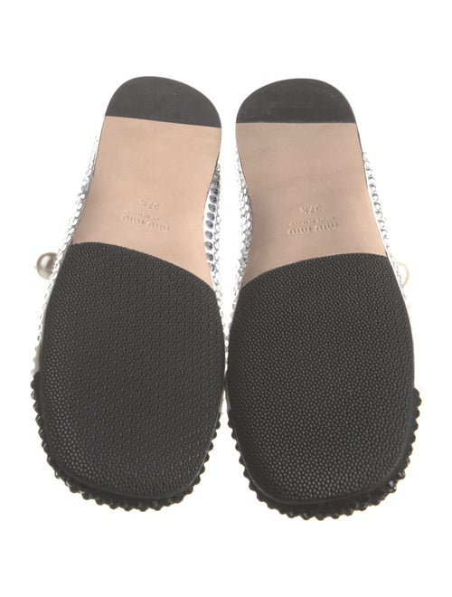 Miu Miu Faux Pearl Accents Crystal Mary Jane Flats