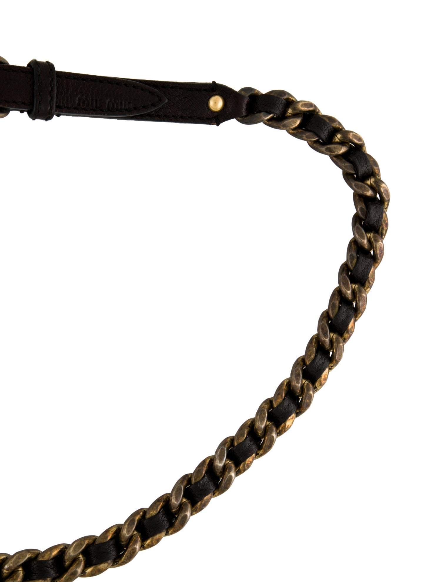 Miu Miu Skinny Leather Chain-Link Belt
