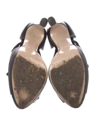 Miu Miu Leather Bow Accents D'Orsay Pumps