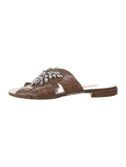 Miu Miu Leather Crystal Embellishments Slides