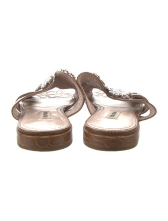 Miu Miu Leather Crystal Embellishments Slides