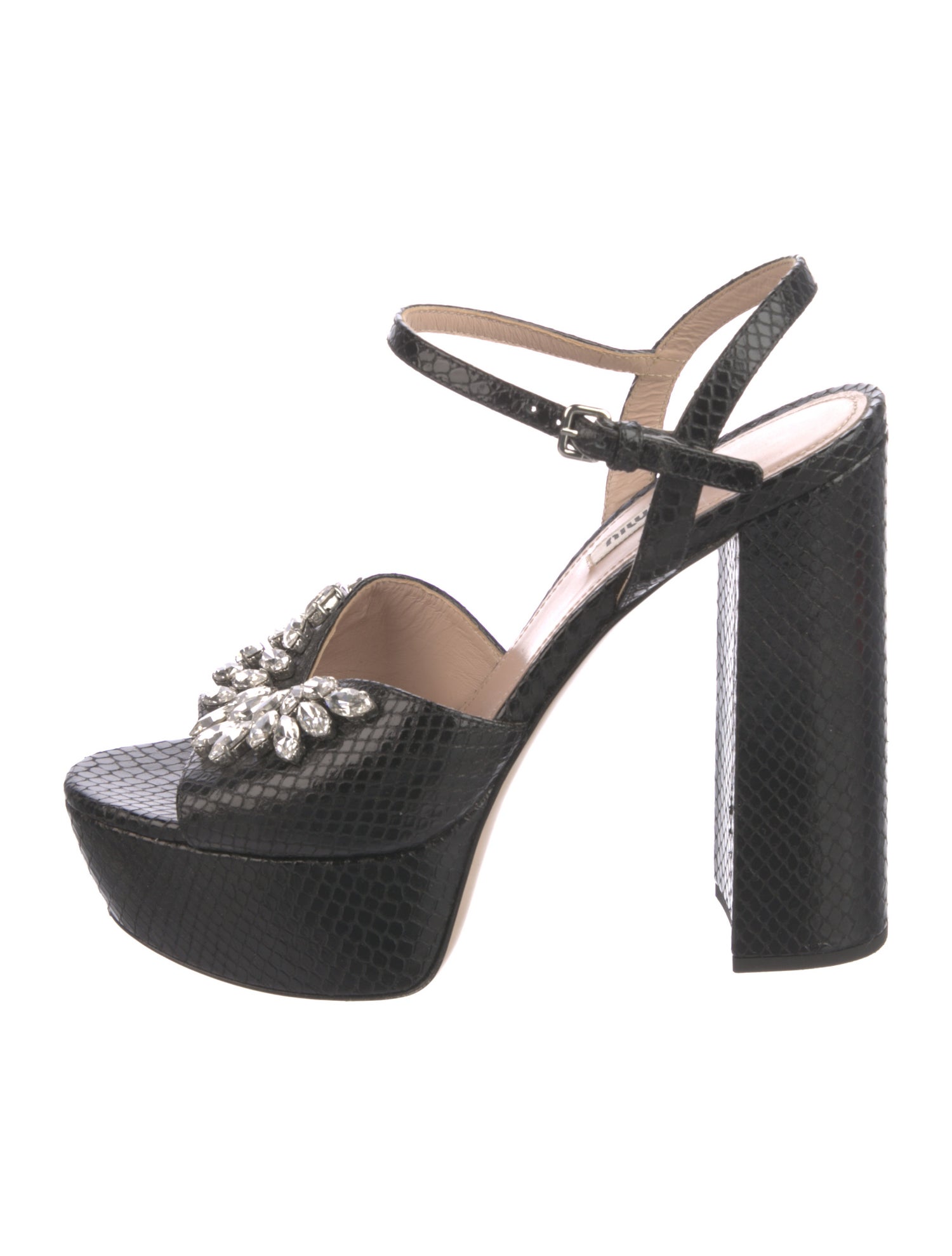 Miu Miu Leather Crystal Embellishments Slingback Pumps