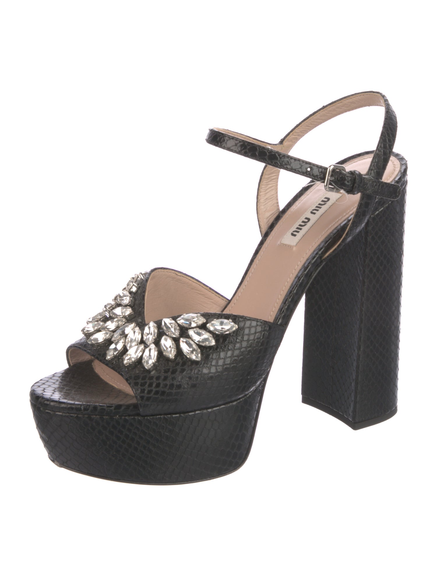 Miu Miu Leather Crystal Embellishments Slingback Pumps