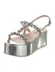 Miu Miu Patent Leather Crystal Embellishments T-Strap Sandals