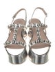 Miu Miu Patent Leather Crystal Embellishments T-Strap Sandals
