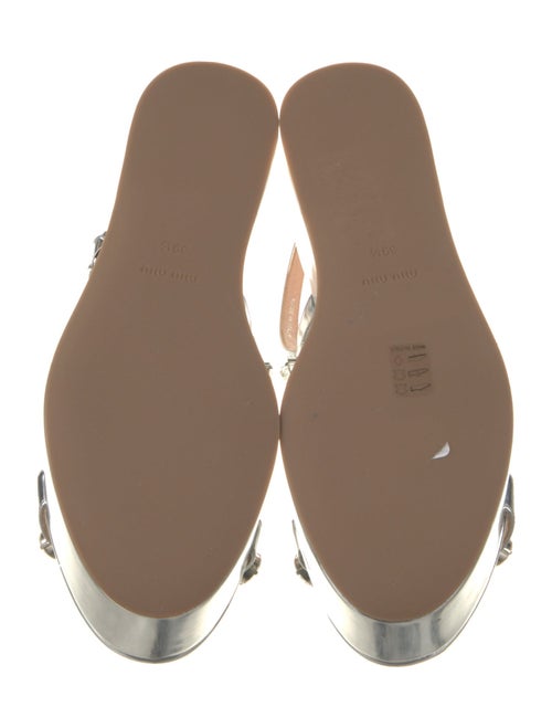 Miu Miu Patent Leather Crystal Embellishments T-Strap Sandals