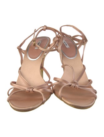 Miu Miu Satin Leather Trim Embellishment Sandals