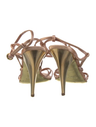 Miu Miu Satin Leather Trim Embellishment Sandals