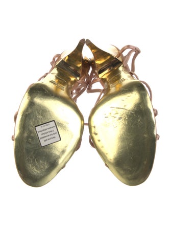 Miu Miu Satin Leather Trim Embellishment Sandals