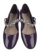 Miu Miu Patent Leather Crystal Embellishments Mary Jane Flats