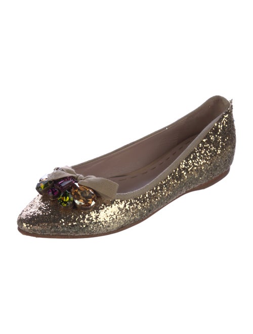Miu Miu Glitter Bow Accents Flats