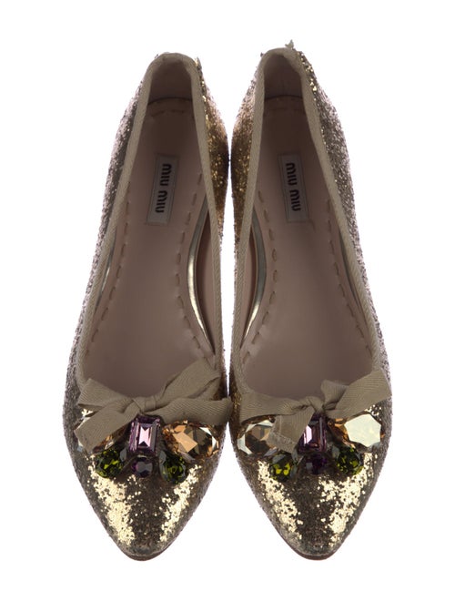 Miu Miu Glitter Bow Accents Flats